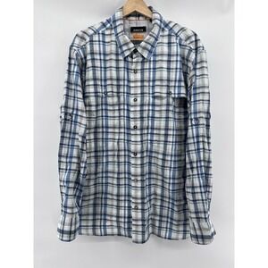 Orvis Fishing Vented Shirt Size Large Active Blue Plaid Long Sleeve Button Down